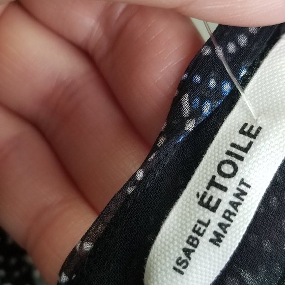 NWT Isabel Marant Etoile Estelle Plunging V-Neck Dress Black Blue White Dots 38 - Picture 7 of 11